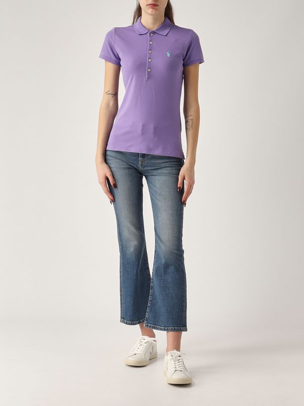 5. Polo donna in cotone piquet stretch Lavanda Polo Ralph Lauren 211870245