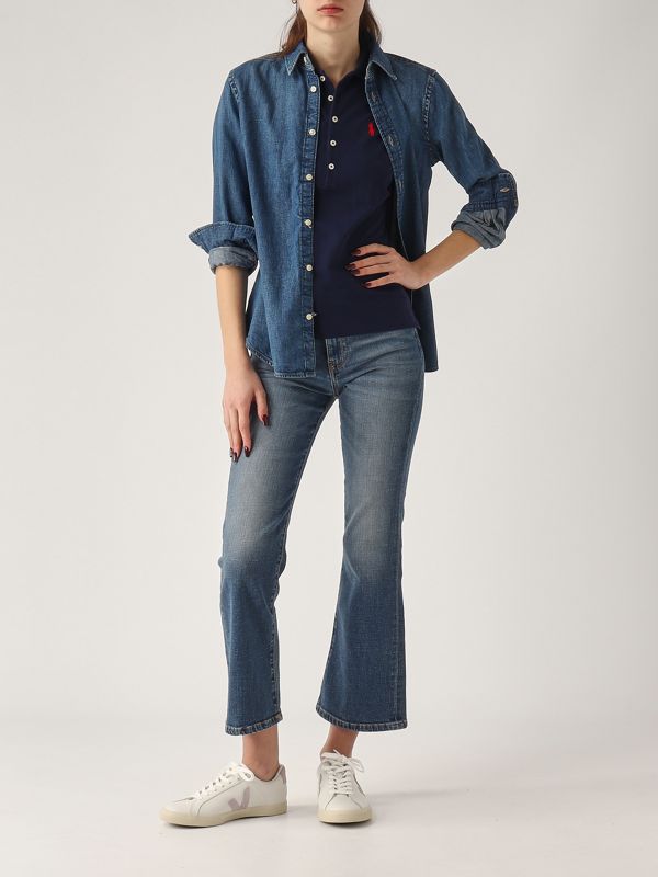 5. Polo donna in cotone piquet stretch Navy Polo Ralph Lauren 211870245
