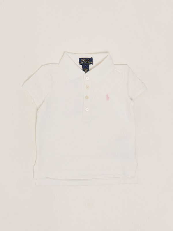 Girl's stretch cotton polo shirt 312573242 White