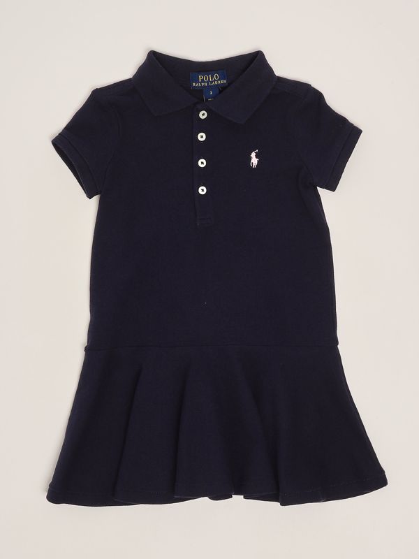 1. Vestido para niña de algodón elástico Azul Marino Polo Ralph Lauren 312624740