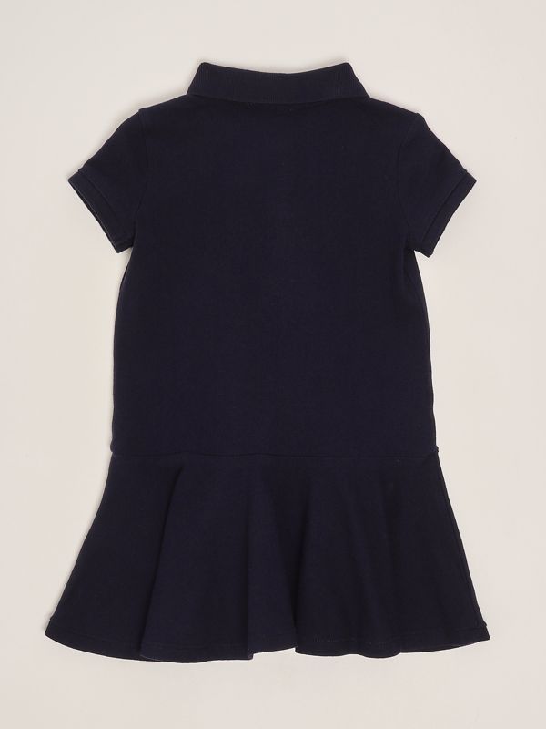 2. Vestido para niña de algodón elástico Azul Marino Polo Ralph Lauren 312624740