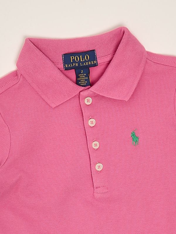 Girl's stretch cotton polo shirt 312698589 Pink | Caposerio.com