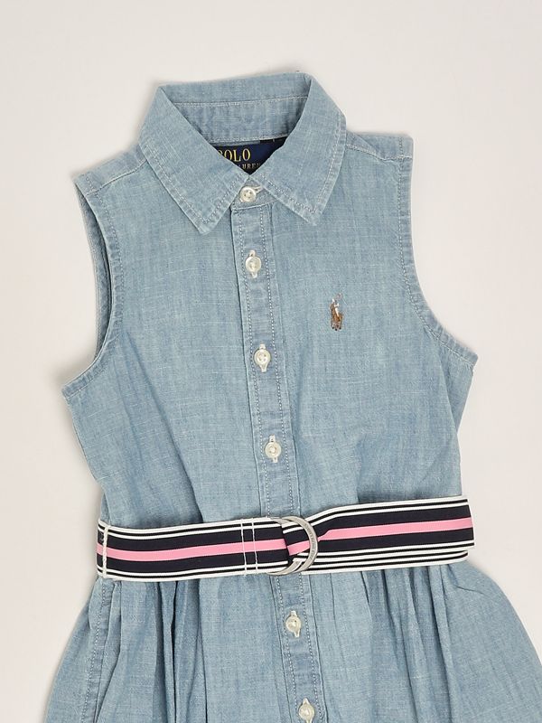3. Vestido de niña de algodón Denim claro Polo Ralph Lauren 312934151
