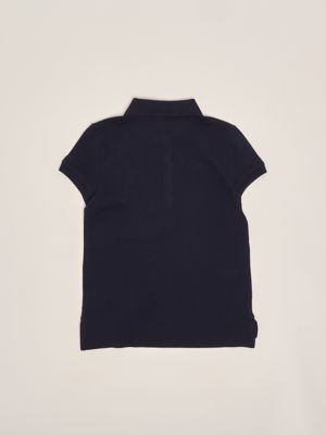 2. Girl's stretch cotton polo shirt Navy Blue