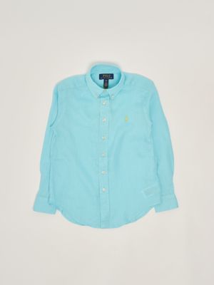 1. Linen baby shirt Azure