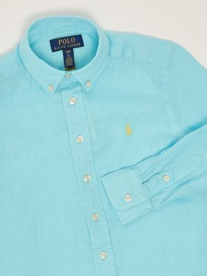 3. Linen baby shirt Azure