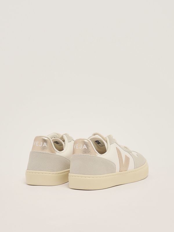 3. Baskets en cuir V-10 chromefree pour filles Blanc-Platine Veja cx0520620c