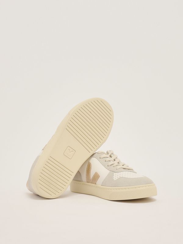 4. Baskets en cuir V-10 chromefree pour filles Blanc-Platine Veja cx0520620c