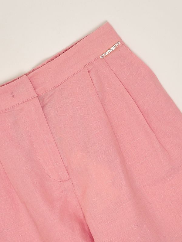 3. Shorts para niña de lino y algodón Rosa Twinset 251gj2403