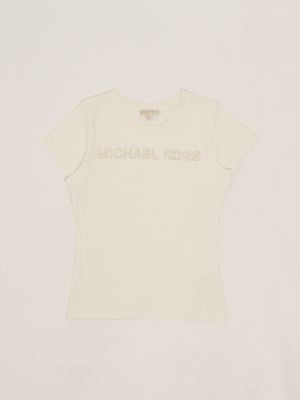T-shirt en coton extensible pour fille Blanc cassé Michael Kors