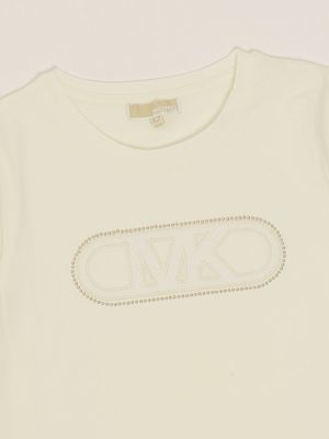 3. Stretch cotton T-shirt for girls Off-white