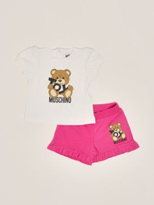 Moschino cotton two-pice set with Teddy print for girls