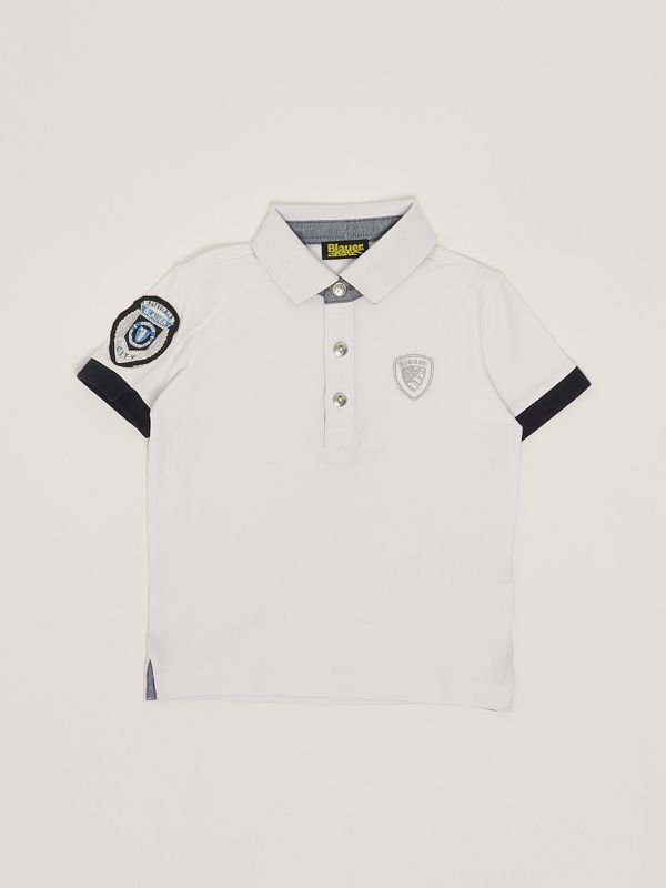1. Polo bambino in cotone stretch Bianco Blauer 25sblkt02464006818
