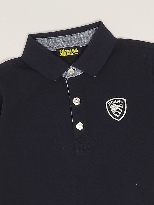 3. Polo bambino in cotone stretch Blu Blauer 25sblkt02464006818