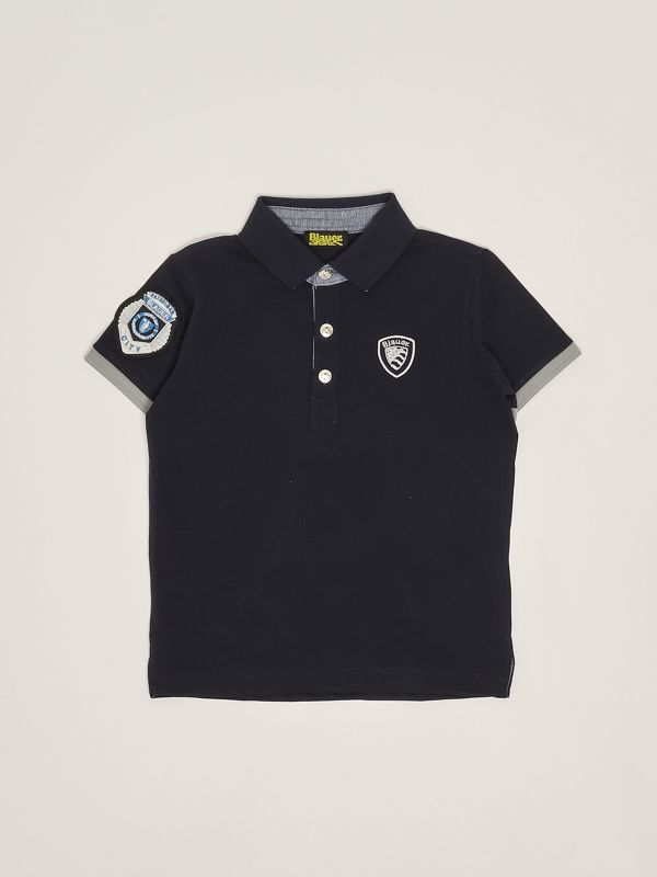 1. Polo bambino in cotone stretch Blu Blauer 25sblkt02464006818