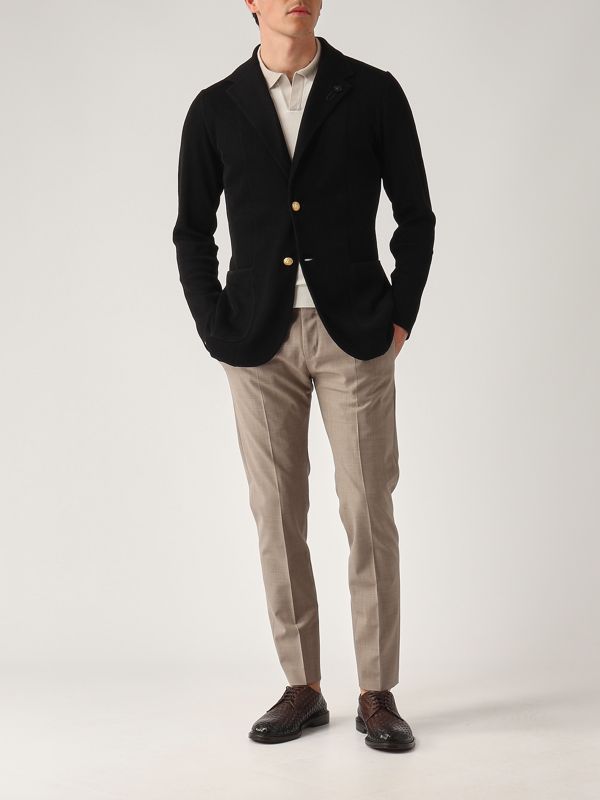 5. Giacca uomo in maglia di cotone e viscosa Nero Lardini esljm56mes64010