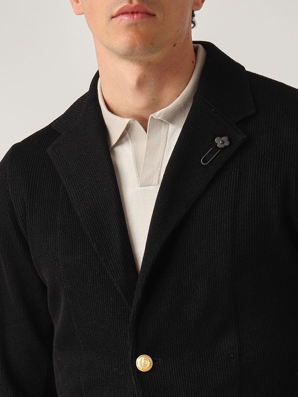 4. Giacca uomo in maglia di cotone e viscosa Nero Lardini esljm56mes64010