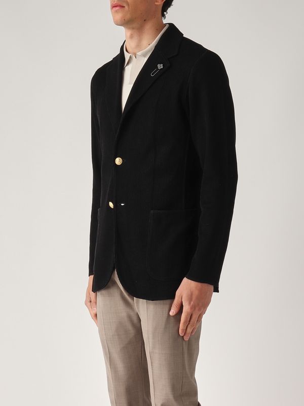 2. Giacca uomo in maglia di cotone e viscosa Nero Lardini esljm56mes64010