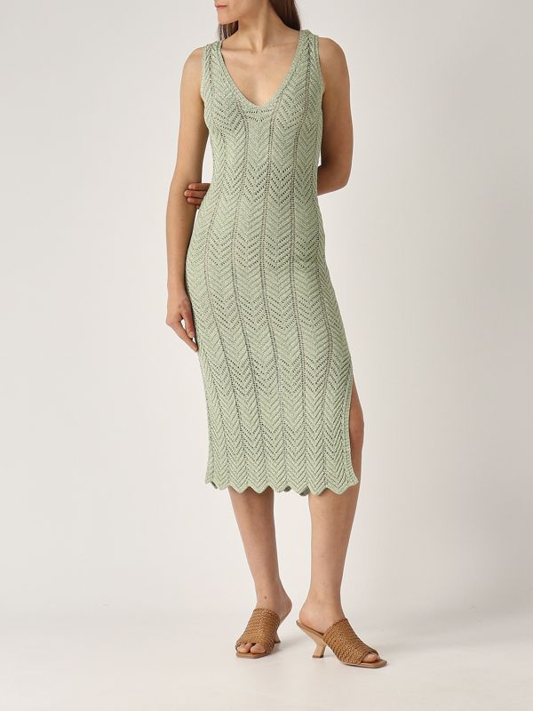 5. Vestido de mujer de mezcla de viscosa y lurex Verde Agua Twinset 251tt319a