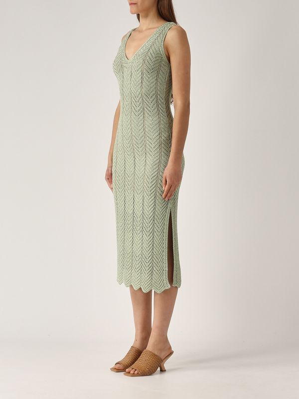 2. Vestido de mujer de mezcla de viscosa y lurex Verde Agua Twinset 251tt319a
