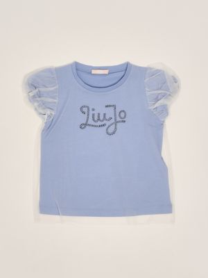 Stretch cotton T-shirt for girls Light blue Liu Jo