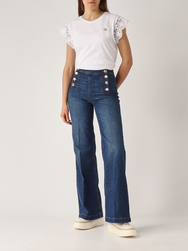 5. T-shirt donna in cotone Bianco Ottico Twinset 251tt2411