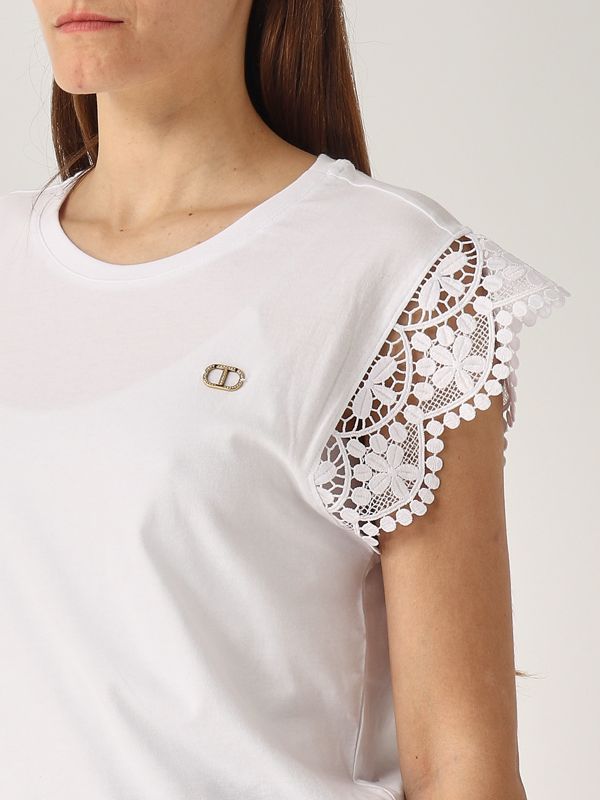 4. T-shirt donna in cotone Bianco Ottico Twinset 251tt2411