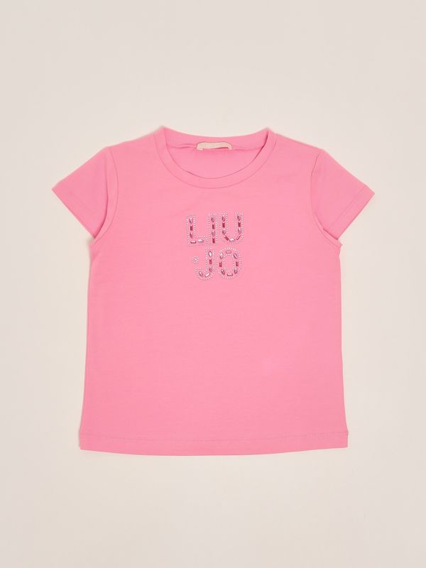 1. Mädchen-T-Shirt aus Stretch-Baumwolle Rosa Liu Jo ka5094j5003