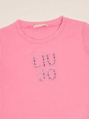 3. Mädchen-T-Shirt aus Stretch-Baumwolle Rosa Liu Jo ka5094j5003