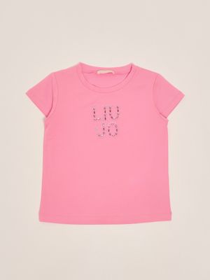 1. Mädchen-T-Shirt aus Stretch-Baumwolle Rosa Liu Jo ka5094j5003