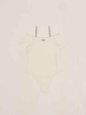 Bodysuit aus Stretch-Baumwolle Weiß Liu Jo