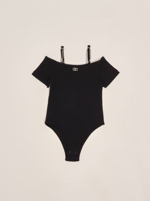 Bodysuit aus Stretch-Baumwolle Schwarz Liu Jo