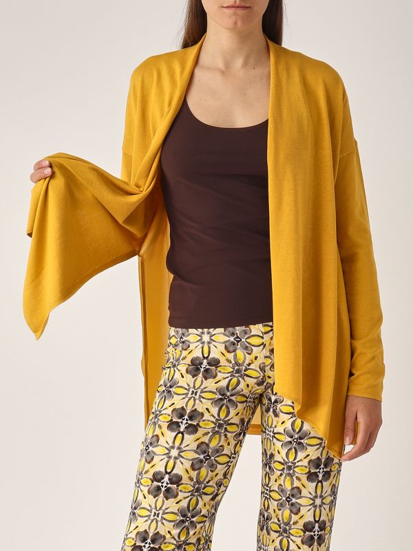 4. Cardigan donna in seta e cotone Giallo Maliparmi jn368478074