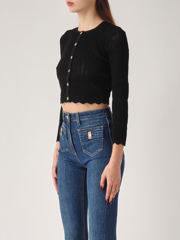 2. Cardigan donna in misto viscosa Nero Elisabetta Franchi mk74s52e2