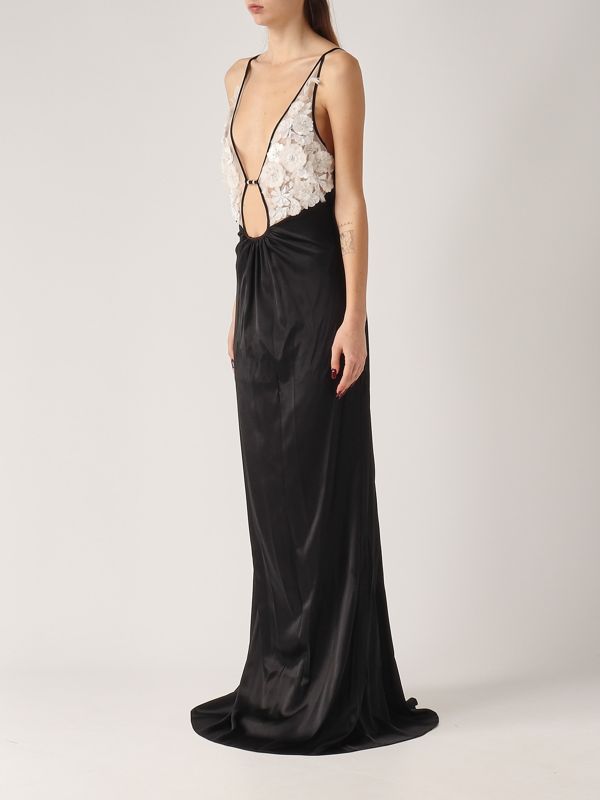 2. Abito donna in seta stretch Avorio-Nero Elisabetta Franchi abr5752e2