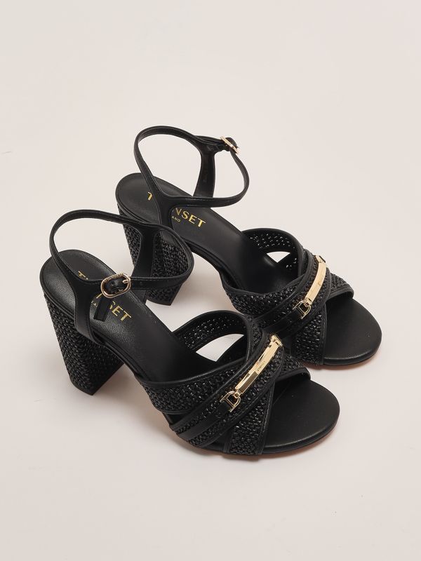 2. Women's raffia sandal Black Twinset 251tgt024