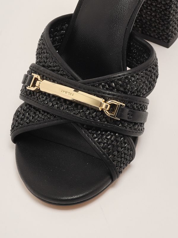 5. Women's raffia sandal Black Twinset 251tgt024