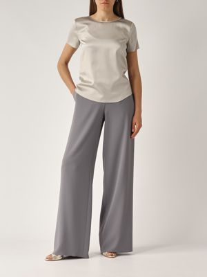 パンツ EMPORIO ARMANI Woman Pants Grey EW001580TE14130 F1047 Straight-cut viscose and cupro trousers | Giorgio Armani