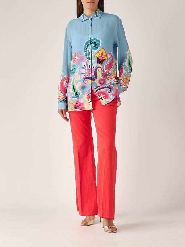 Tシャツ・カットソー ETRO FW24 (WRIA0028 99TR560S8450) ETRO Multicolor Striped Cotton Women's Shirt