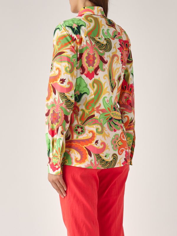 3. Camicia donna in cotone stretch Rosa-Verde Etro wria002099saed0