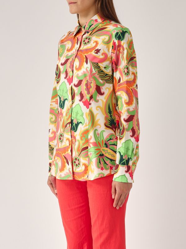 2. Camicia donna in cotone stretch Rosa-Verde Etro wria002099saed0