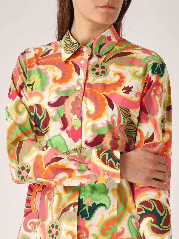 4. Camicia donna in cotone stretch Rosa-Verde Etro wria002099saed0