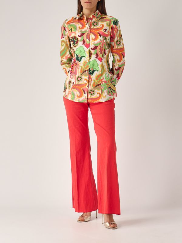 5. Camicia donna in cotone stretch Rosa-Verde Etro wria002099saed0