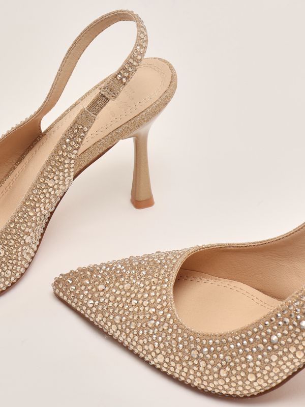 4. Women's slingback Eindhoven with rhinestones Gold Twentyfourhaitch sh376