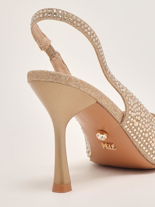 5. Women's slingback Eindhoven with rhinestones Gold Twentyfourhaitch sh376