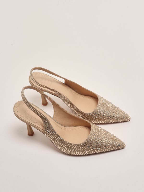 2. Women's slingback Eindhoven with rhinestones Gold Twentyfourhaitch sh376