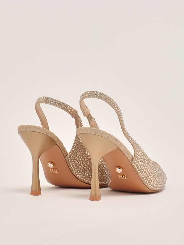 3. Women's slingback Eindhoven with rhinestones Gold Twentyfourhaitch sh376