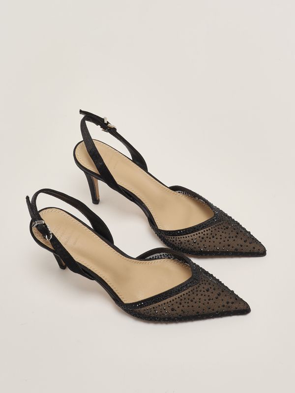 2. Slingback de mujer Rabat con strass Negro Twentyfourhaitch sh373