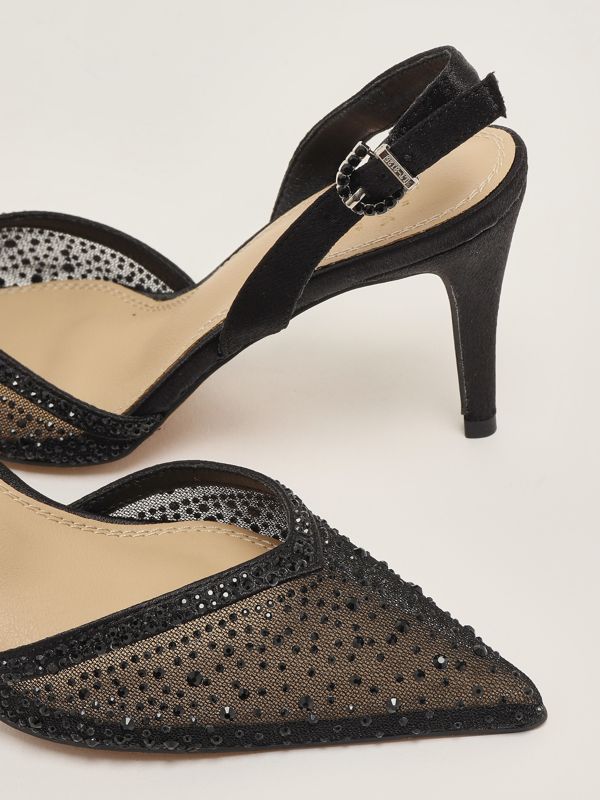 4. Slingback de mujer Rabat con strass Negro Twentyfourhaitch sh373