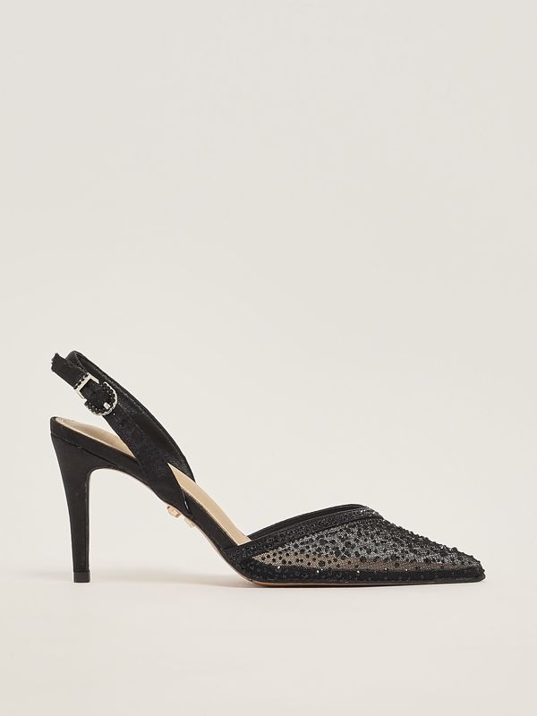 1. Slingback de mujer Rabat con strass Negro Twentyfourhaitch sh373